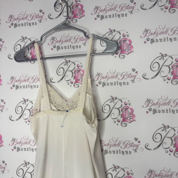 Dress long maxi light white Elegant Cream Lace Trim Nightgown Lacie vintage slip - Picture 12 of 12